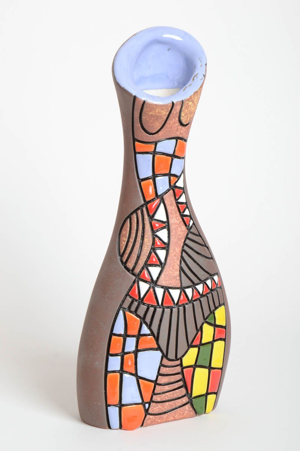 Handmade Keramik Vase Haus Deko hohe ausgefallene Vase mit originellem Muster  foto 2