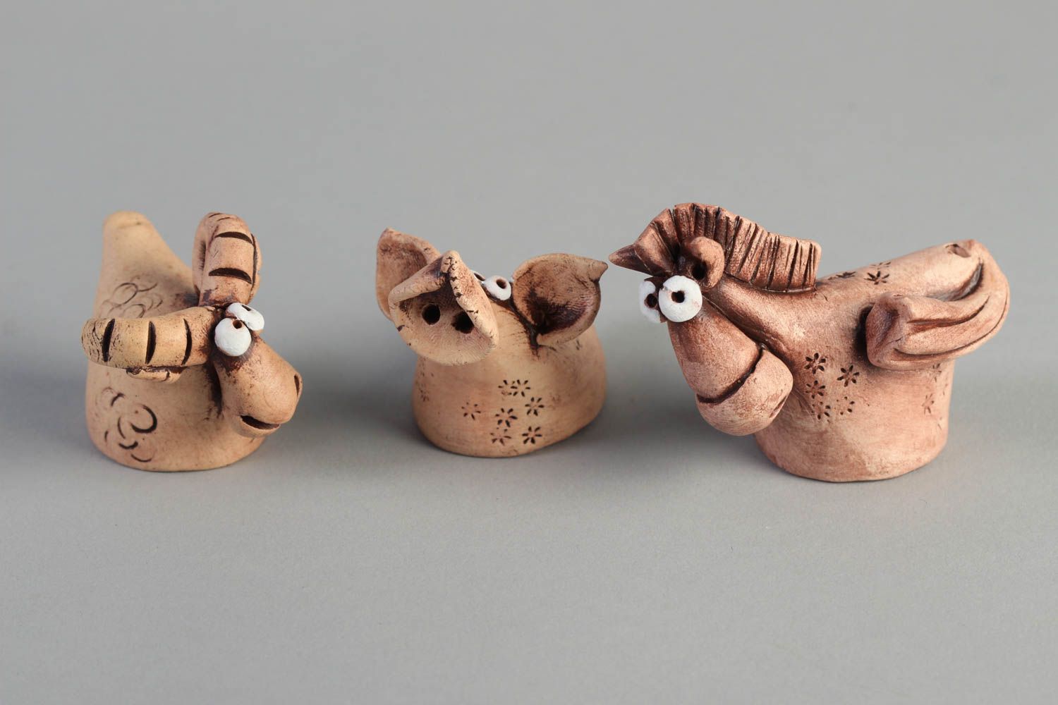 Handmade ceramic whistles unusual clay toys stylish ethnic nursery decor photo 1