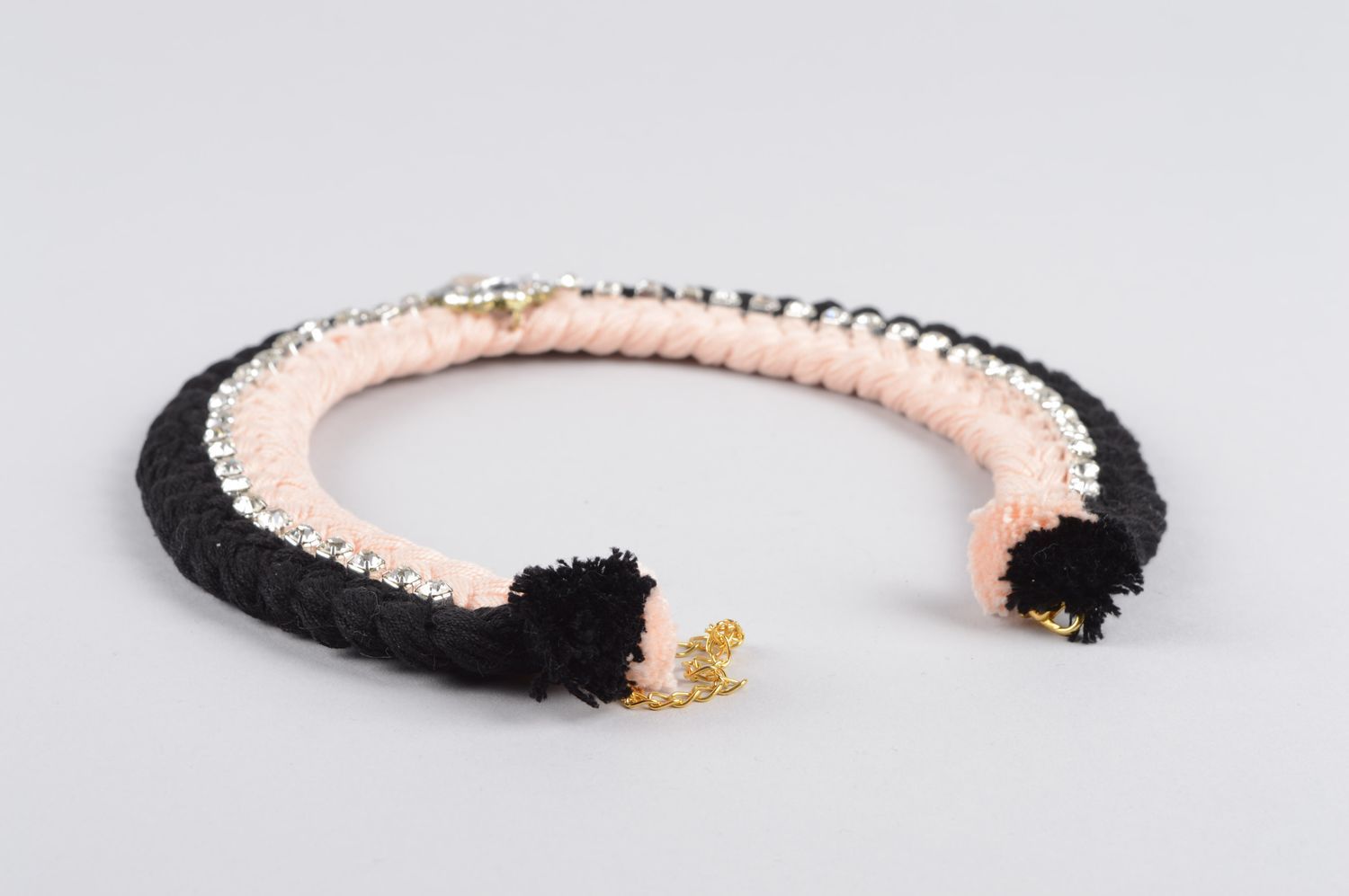 Damen Halskette Halsschmuck für Damen Schmuck Collier handgefertigt rosa schwarz foto 3