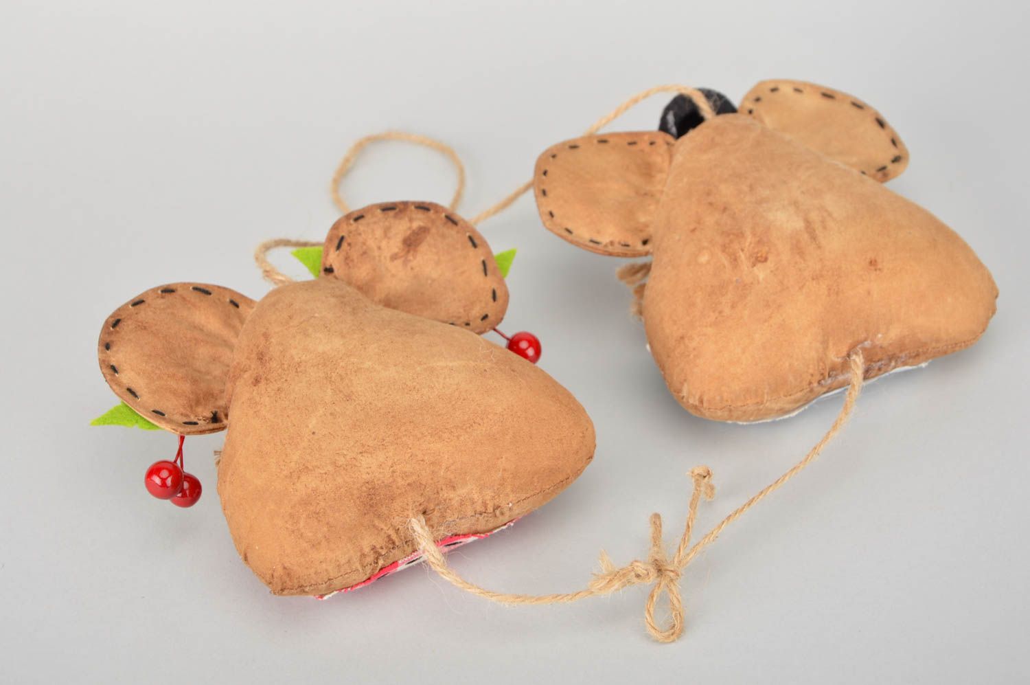 Интерьерная мягкая игрушка ручной работы из хлопка Семейная пара мышат фото 5