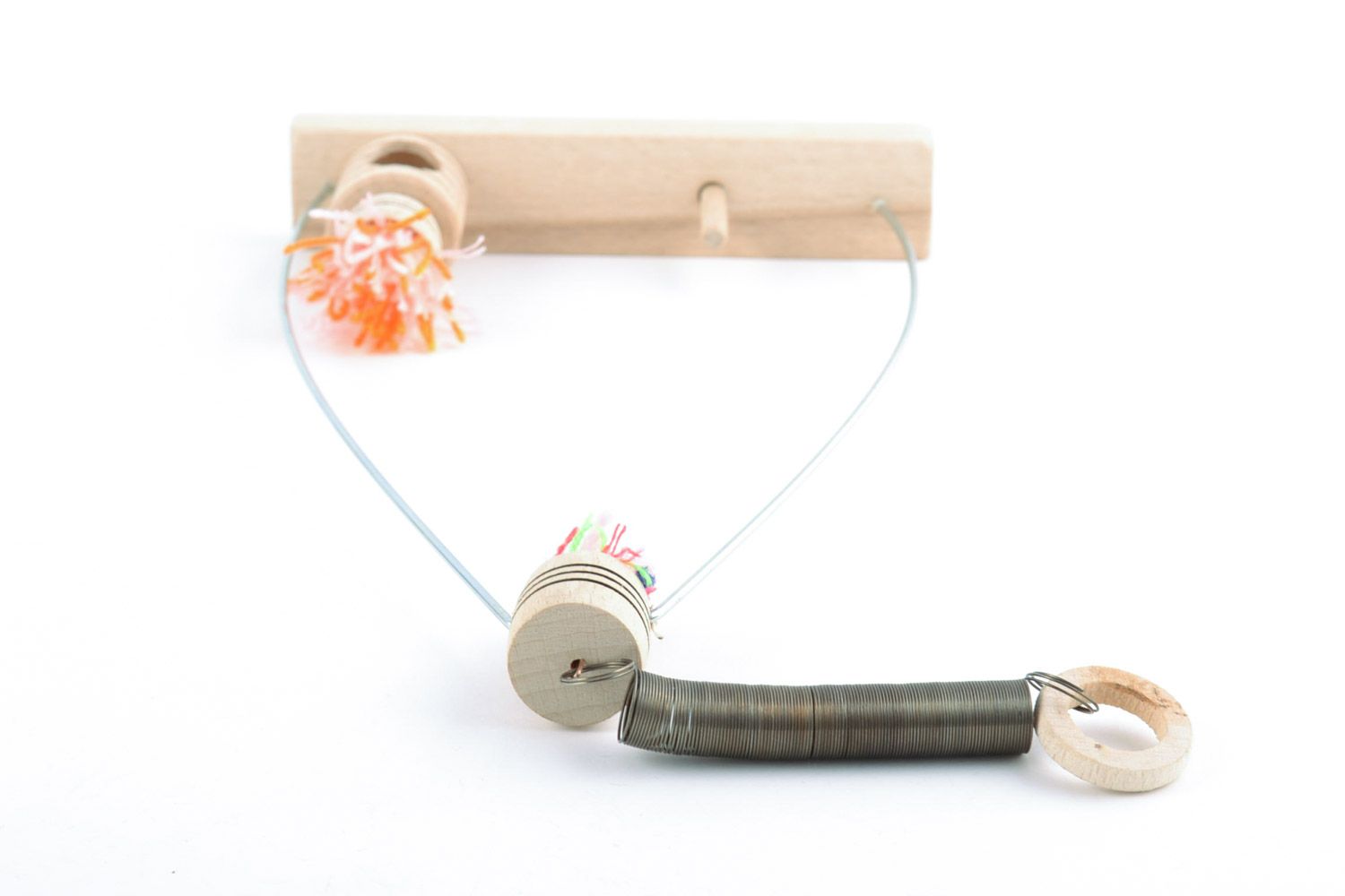 Handmade decorative wooden eco toy swing with coil for dolls  photo 4