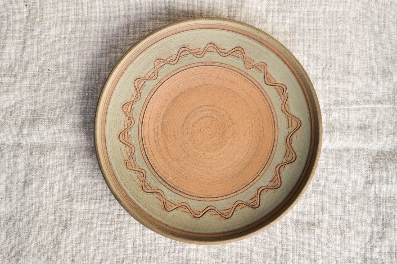 Plato pintado y hecho a mano de barro utensilio de cocina vajilla de diseño foto 4