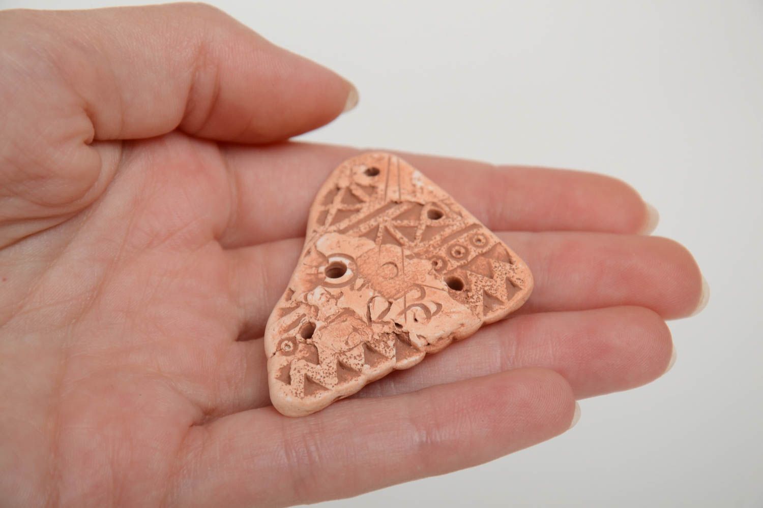 Beautiful handmade DIY clay blank for pendant making triangular photo 5