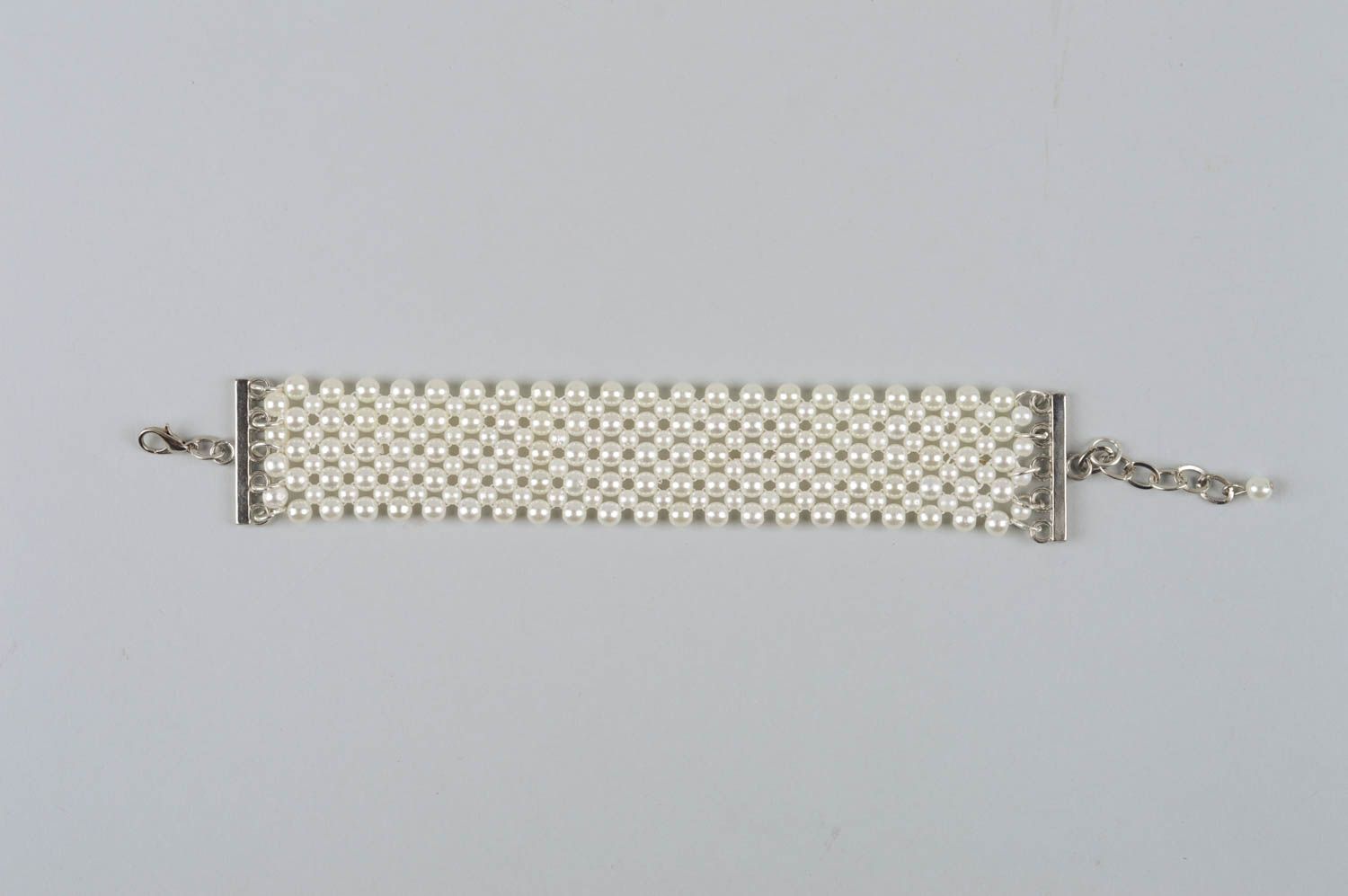 Жемчужное украшение ручной работы браслет на руку бижутерия из бусин белая фото 2