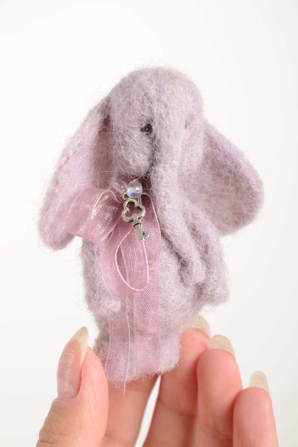 Peluche décorative Jouet en laine fait main éléphant rose Cadeau enfant photo 2