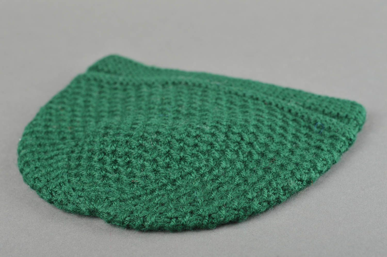 Bonnet au crochet fait main Chapeau tricot chaud vert d'hiver Vêtement enfant photo 5