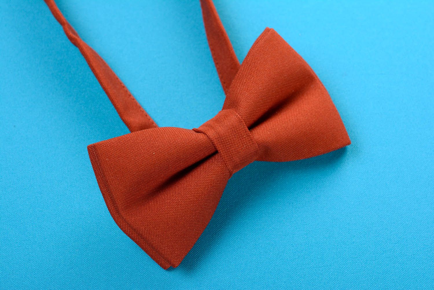 Textile bow tie Red and Brown photo 3