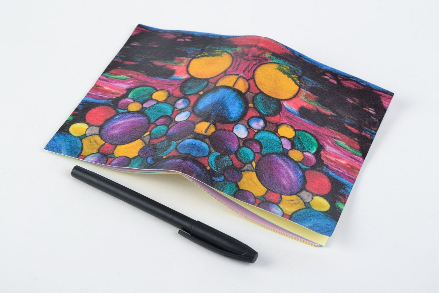 Скетчбук с обложкой из акварельного картона ручной работы на 48 листков Шары фото 4