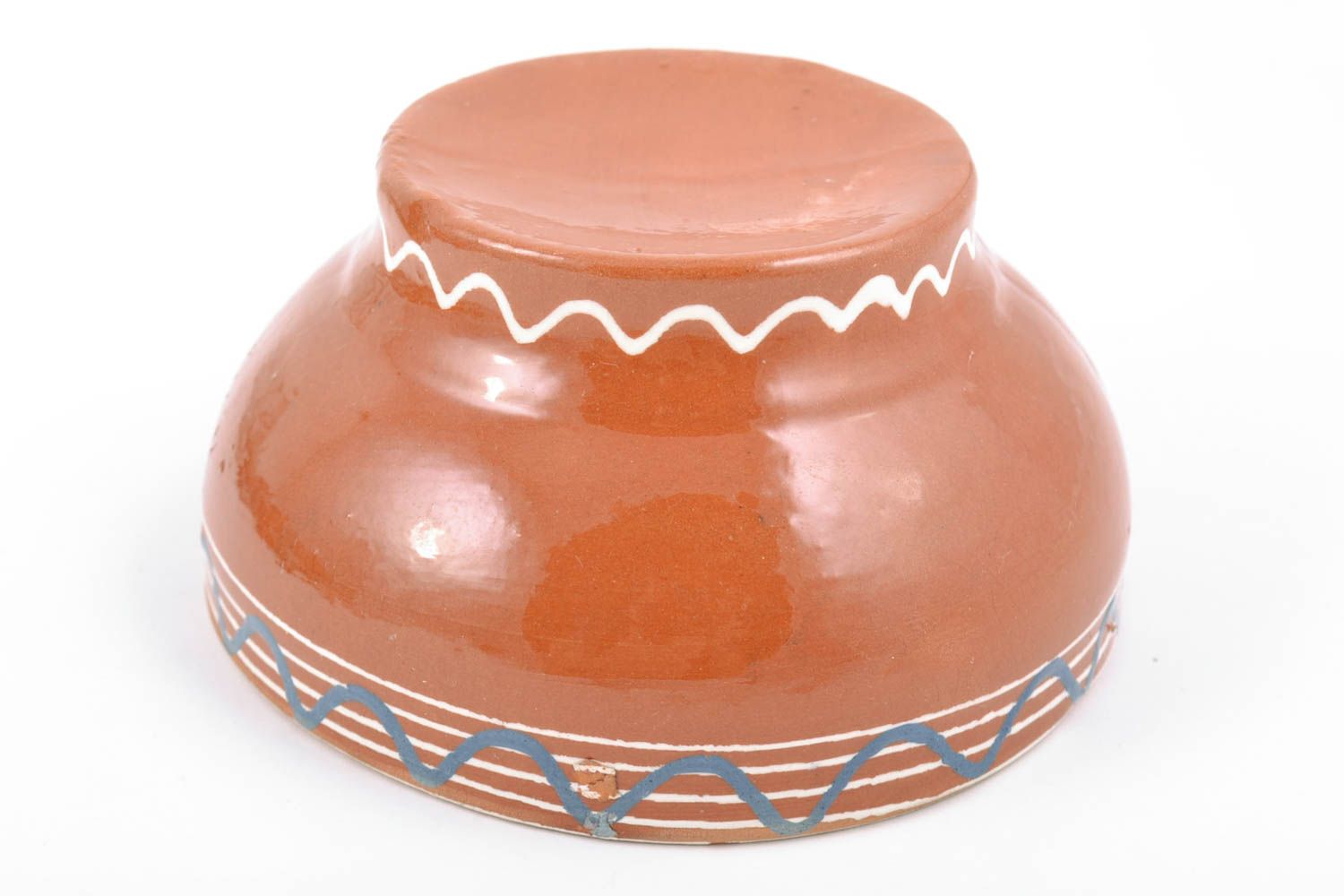 Petit bol creux en céramique brun peint fait main original joli pratique 30 cl photo 4