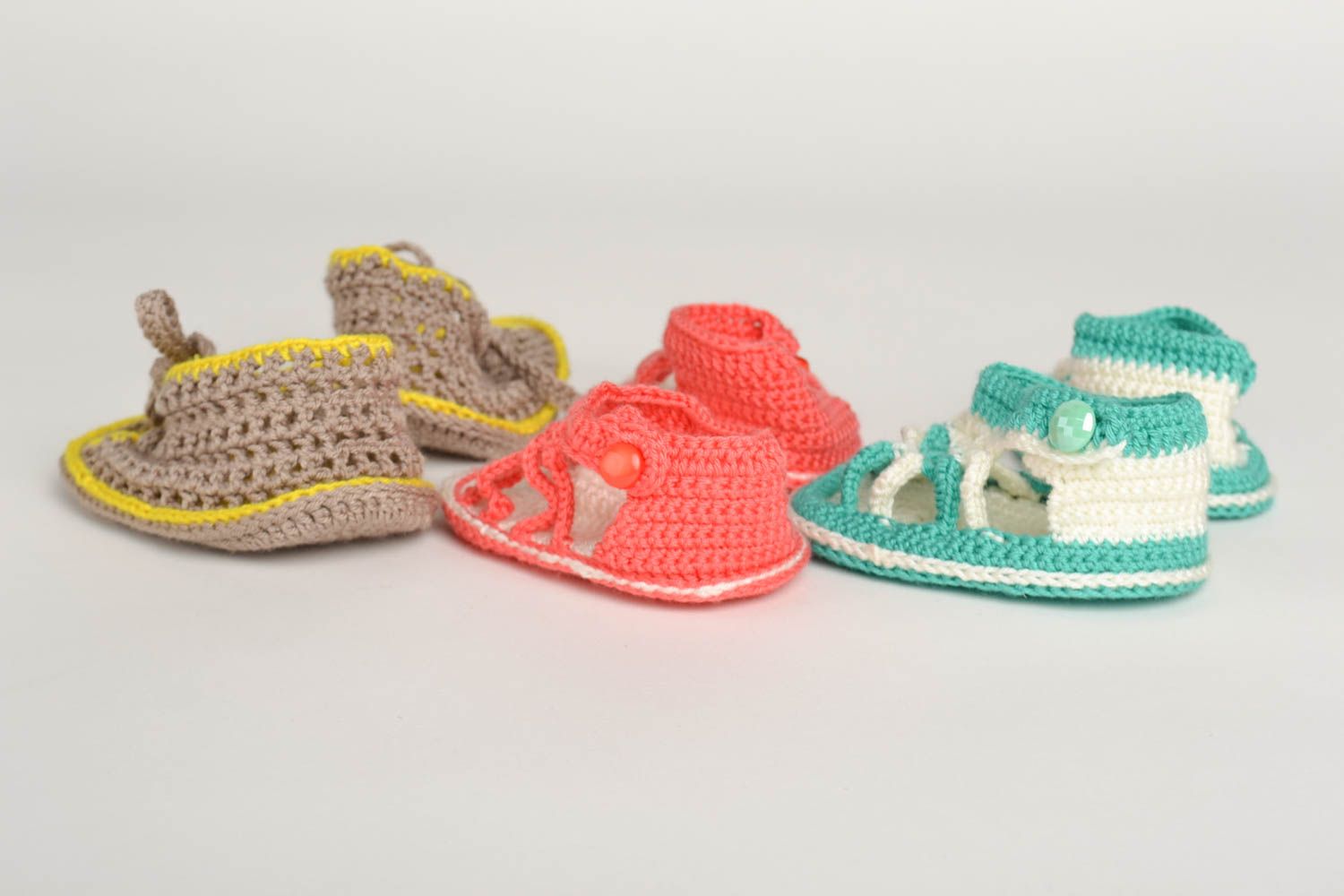 Handmade Gehäkelte Babyschuhe Sandalen Baby Geschenke für Kleinkinder Set foto 4
