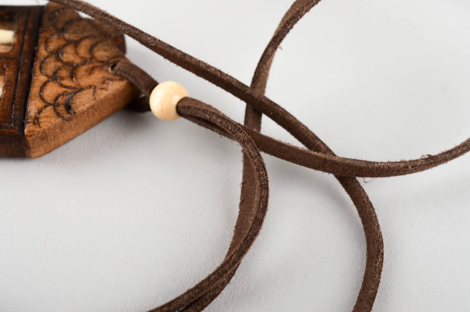 Unusual handmade wooden pendant wood craft neck accessories for girls photo 5