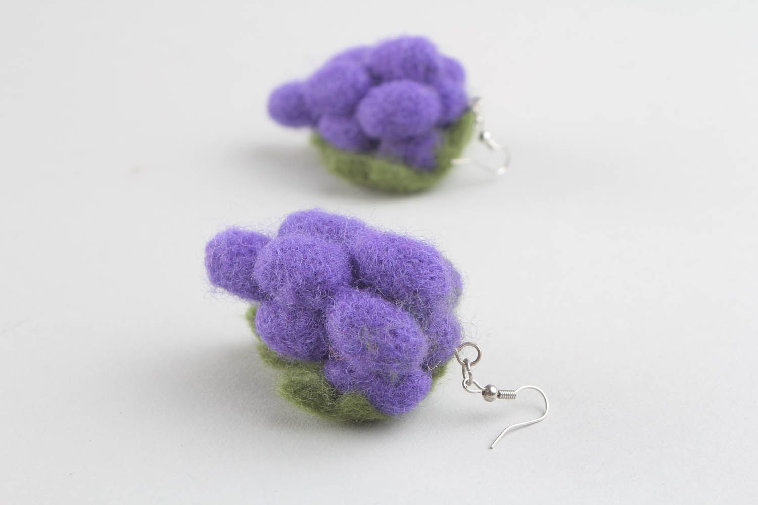 Earrings made ​​of wool using the technique of dry felting photo 3