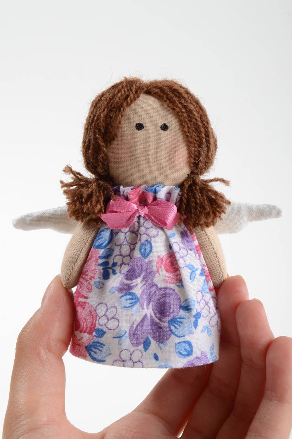 Ange en tissu petit fait main en robe florale en coton jouet pour enfant photo 2