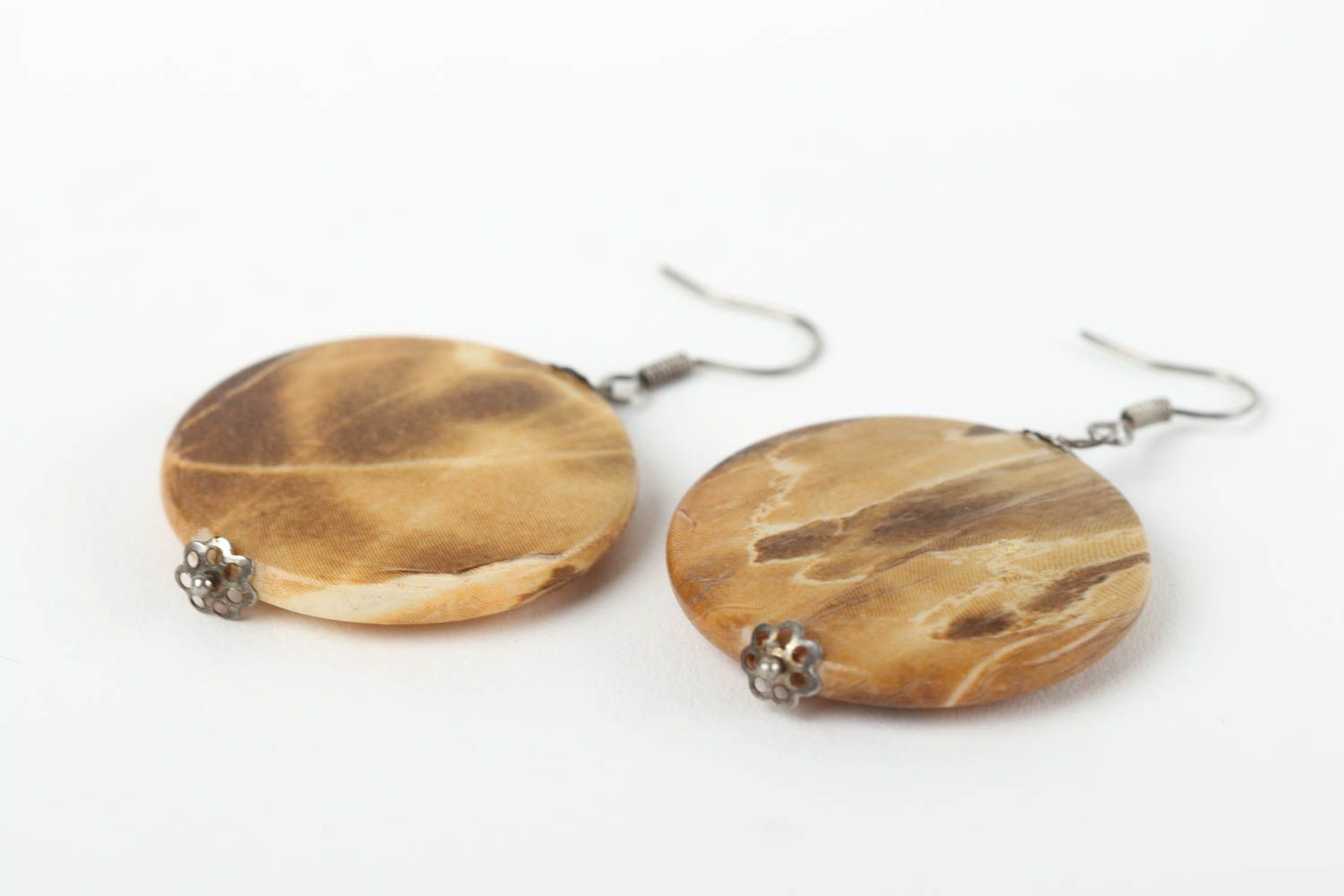 Handmade round earrings stone earrings design handmade accessories for girls photo 3