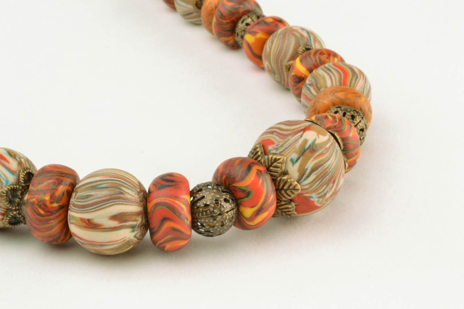 Polymer clay beaded necklace  photo 3