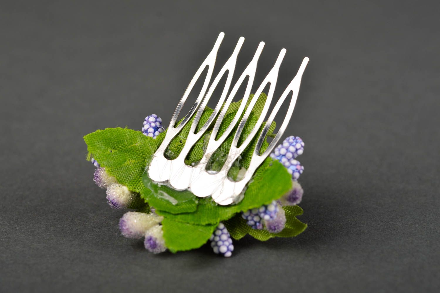 Handmade hair comb with flowers hair accessories with flowers gift for girls photo 5
