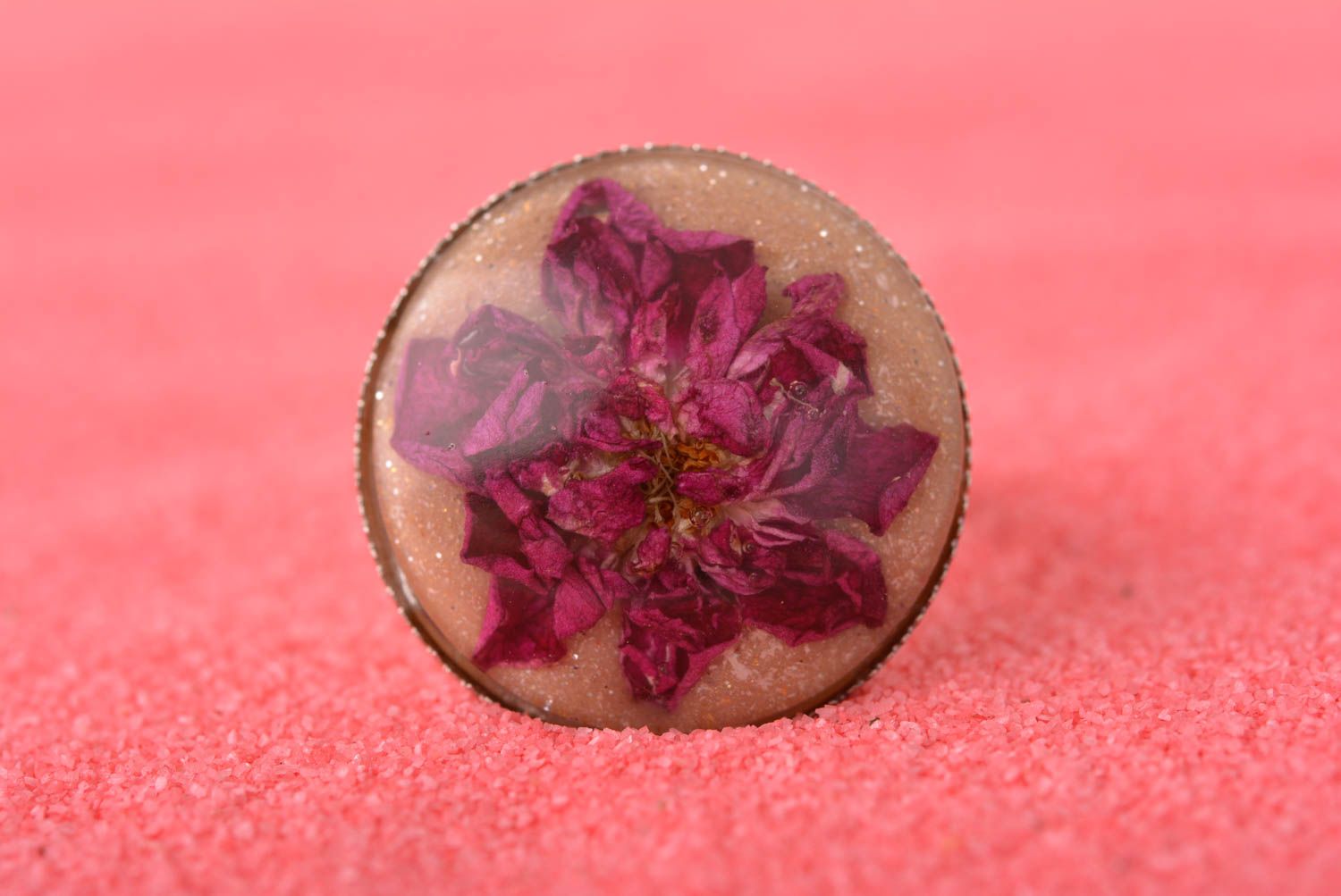 Handmade Blumen Ring im Epoxid Damen Modeschmuck Accessoire für Frauen zart foto 1