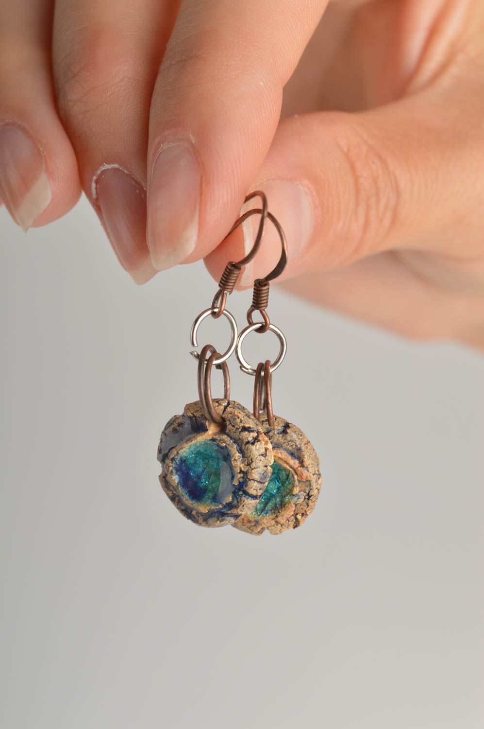 Unusual handmade ceramic earrings pottery works beautiful jewellery gift ideas photo 2