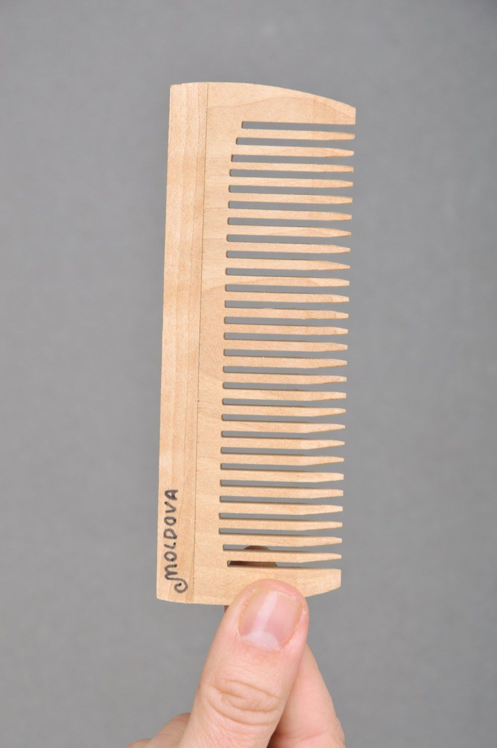 Wooden natural organic hair comb hand made for care photo 3