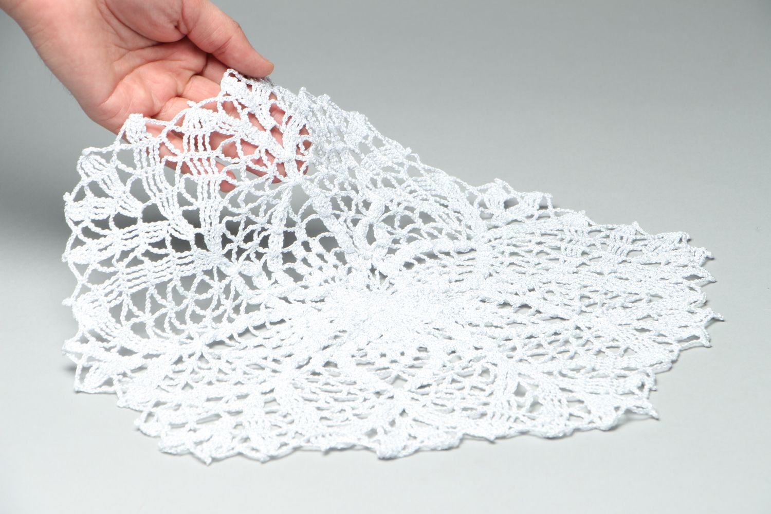 Handmade lacy crochet napkin photo 4