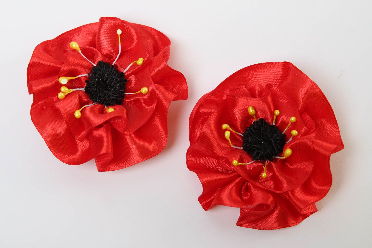 Blume Haarspangen 2 handgemachter Schmuck Accessoires für Mädchen Mohnblumen foto 2