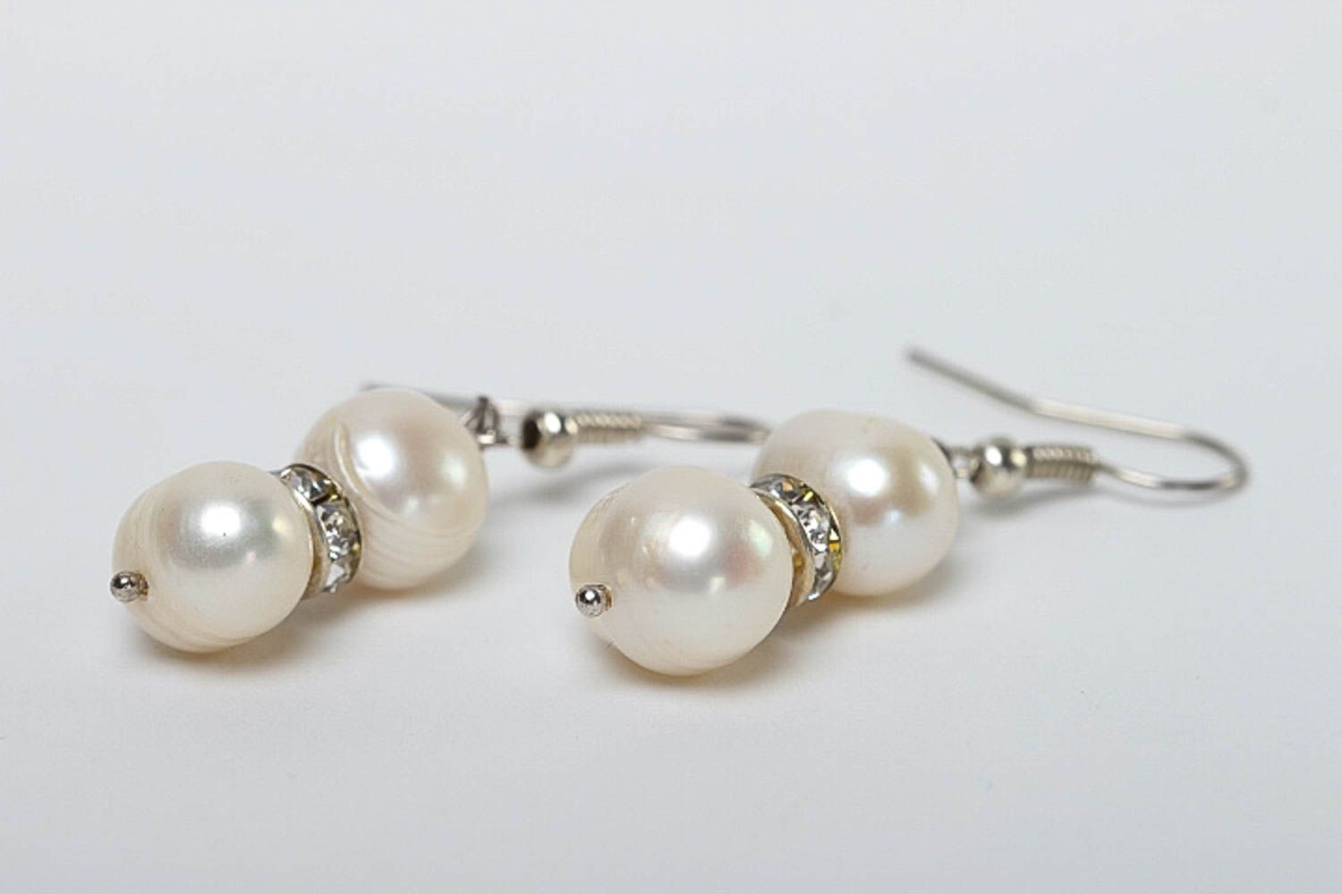 Boucles d'oreilles perles Bijou fait main élégantes perles Accessoire femme photo 3