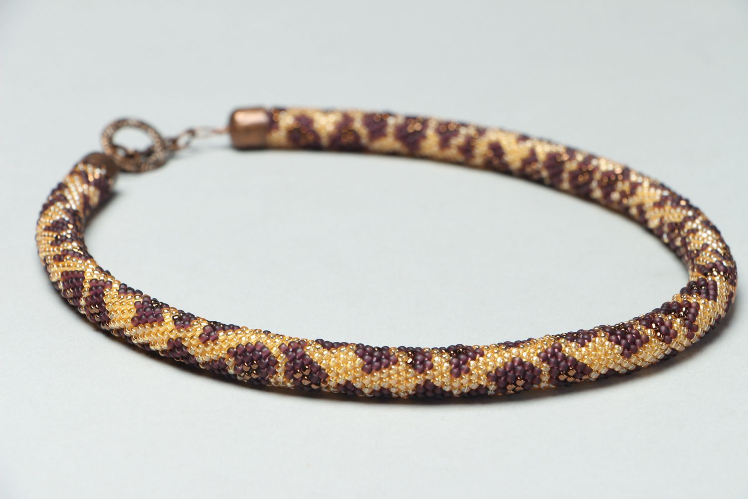 Short crochet beaded cord necklace photo 2