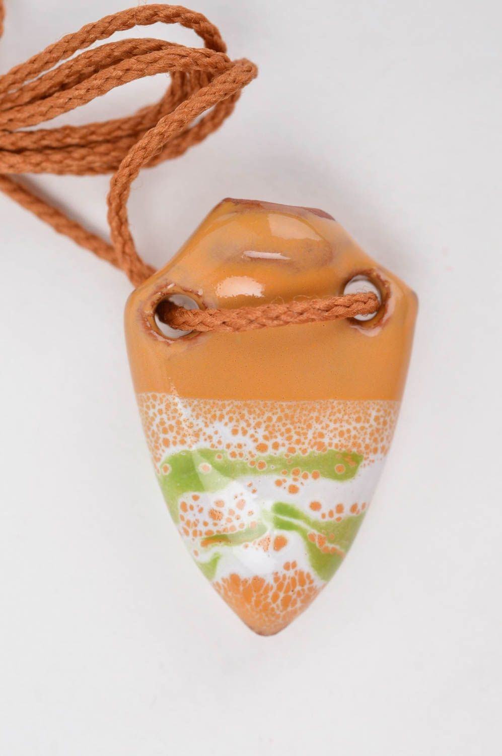 Кулон ручной работы глиняный аромакулон украшение на шею Лиловый кувшин фото 4