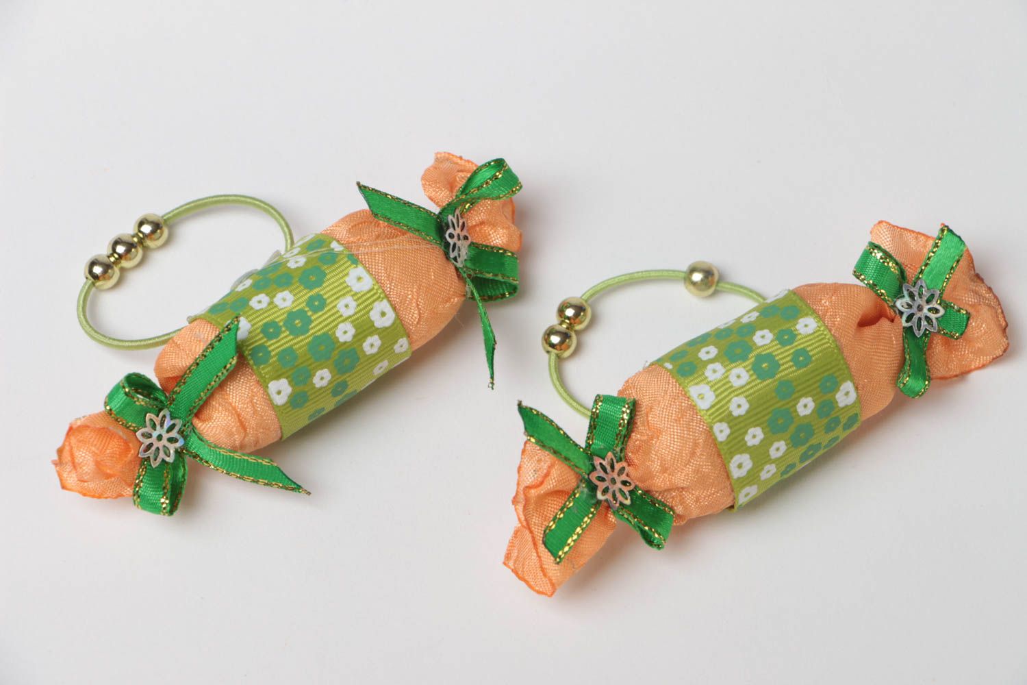 Kinder Haargummis Set aus Textil 2 Stück Bonbons handmade Schmuck für Mädchen foto 2