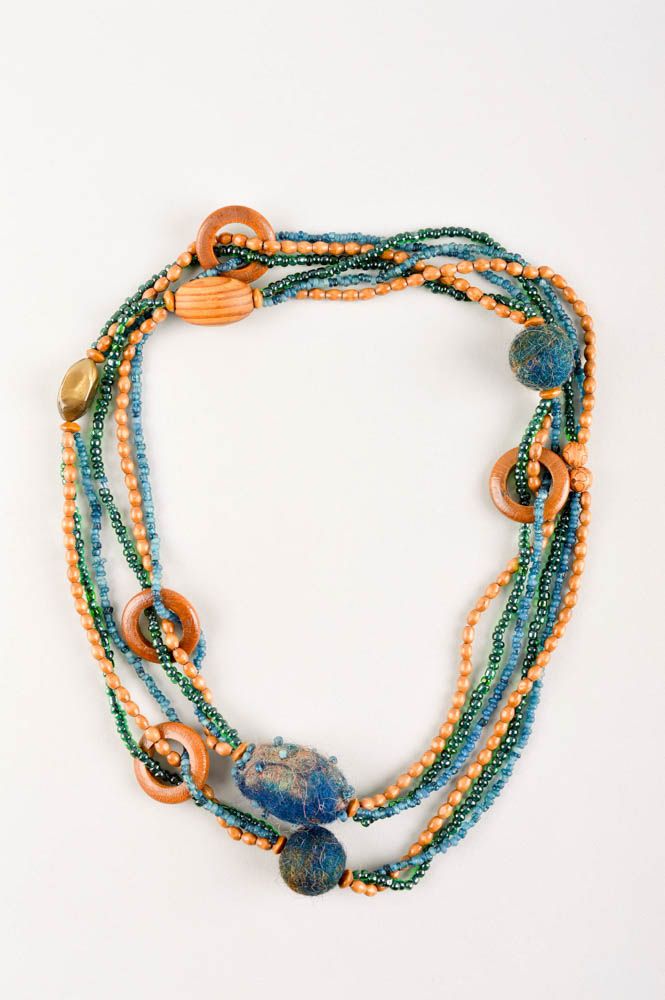 Beautiful handmade beaded necklace wooden bead necklace design wood craft photo 2