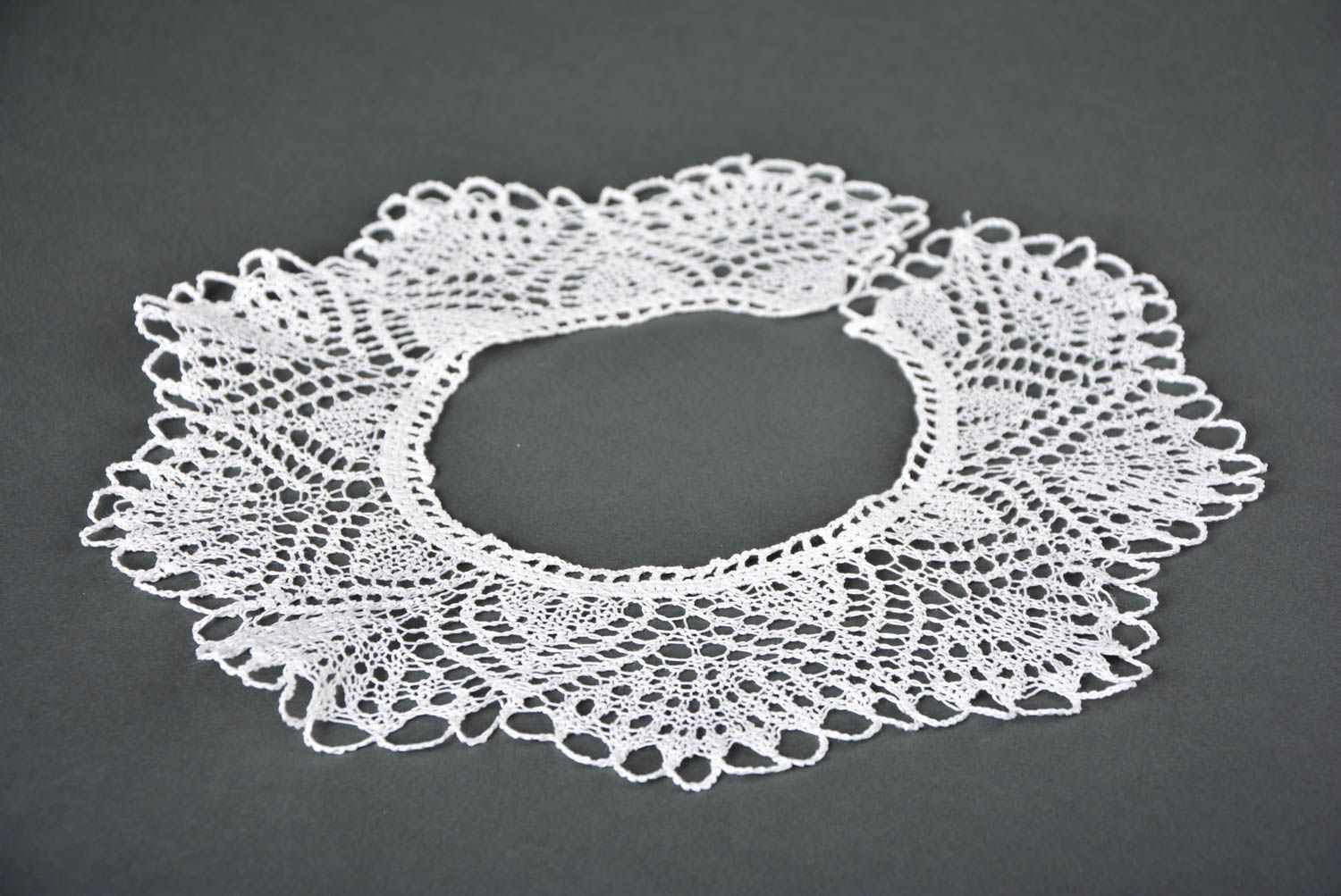 Col blanc amovible fait main Accessoire femme coton au crochet Cadeau original photo 4