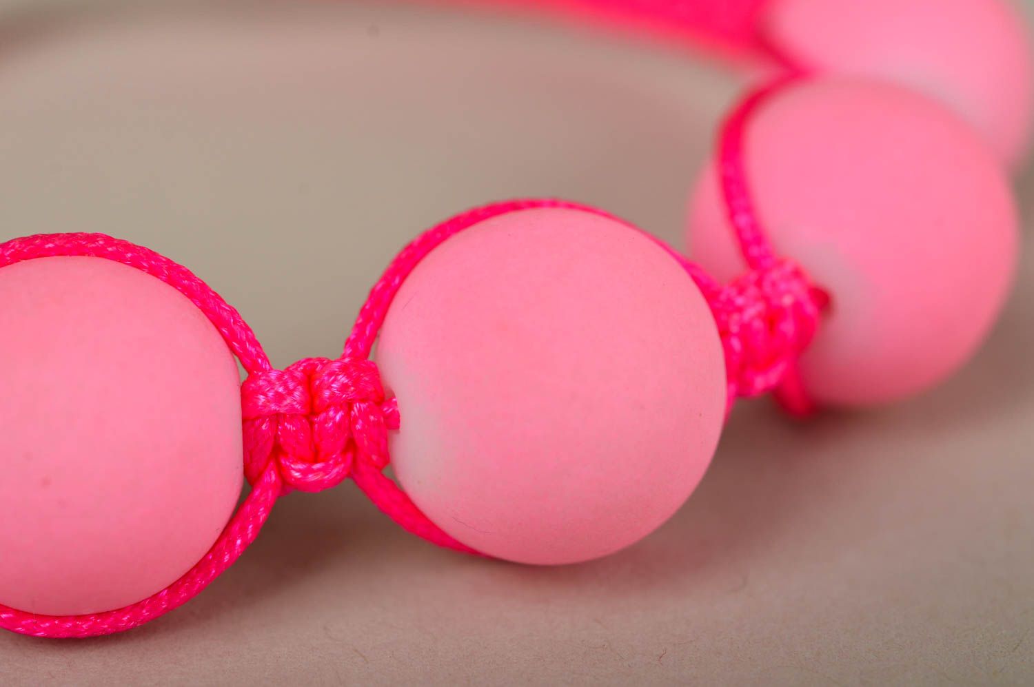 Handmade pink bright bracelet elegant beaded bracelet designer accessory photo 3