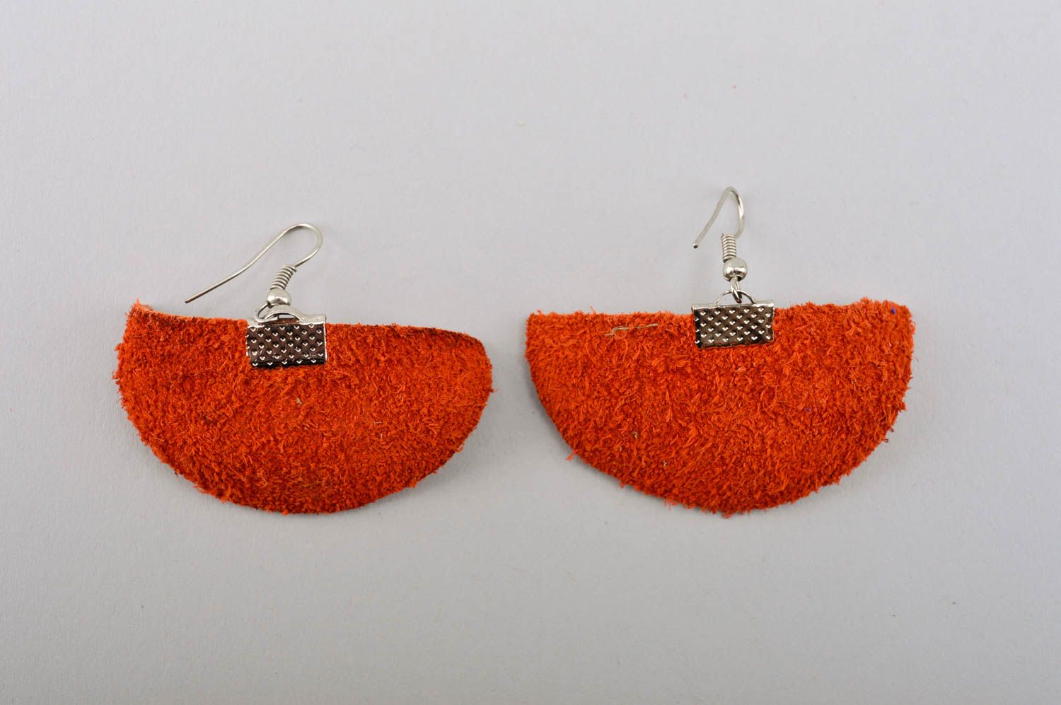 Boucles d'oreilles en cuir Bijou fait main orange avec cristaux Cadeau femme photo 3
