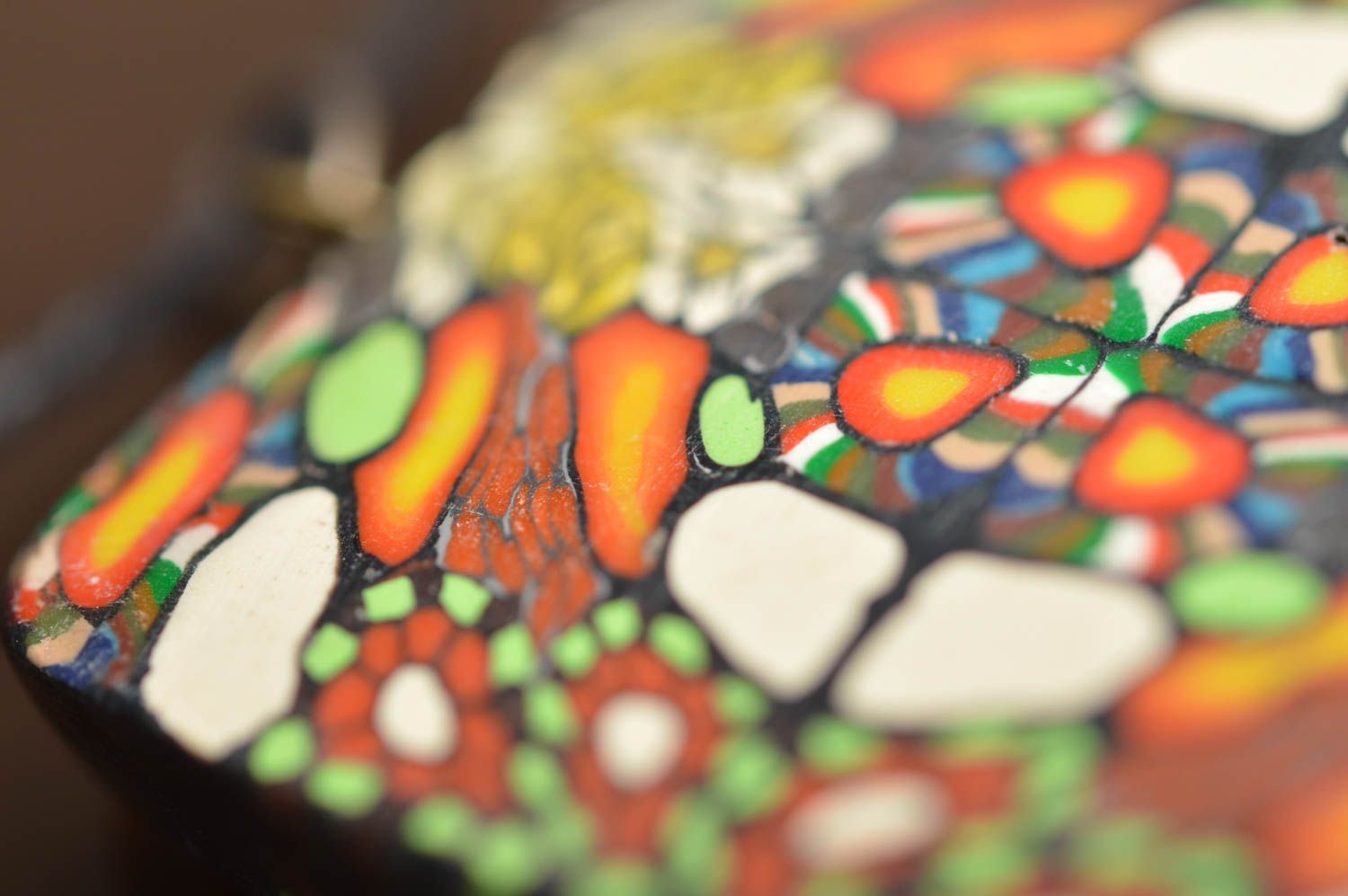Авторский разноцветный кулон квадратной формы на шнурке ручная работа  фото 4