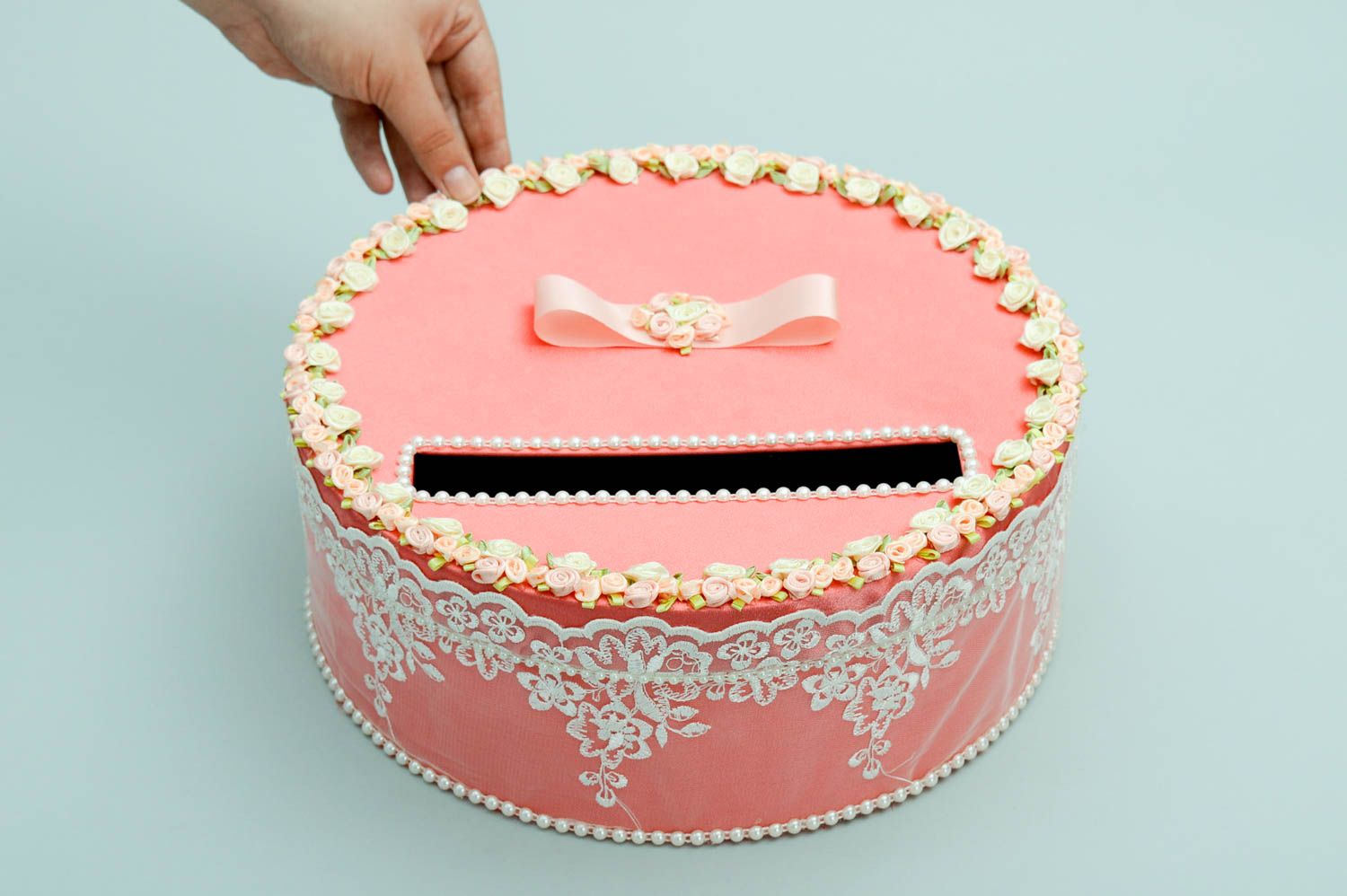 Свадебный аксессуар хэнд мэйд розовая коробочка для денег атрибут для свадьбы фото 5