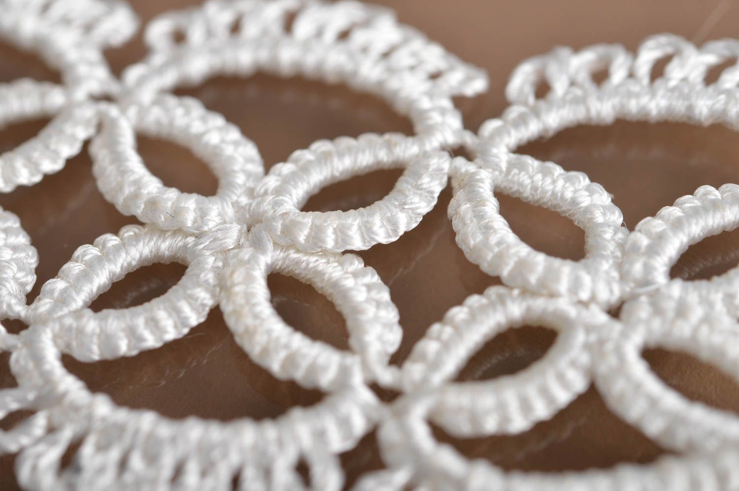 Beautiful handmade designer gentle white tatting lace bracelet with beads  photo 4