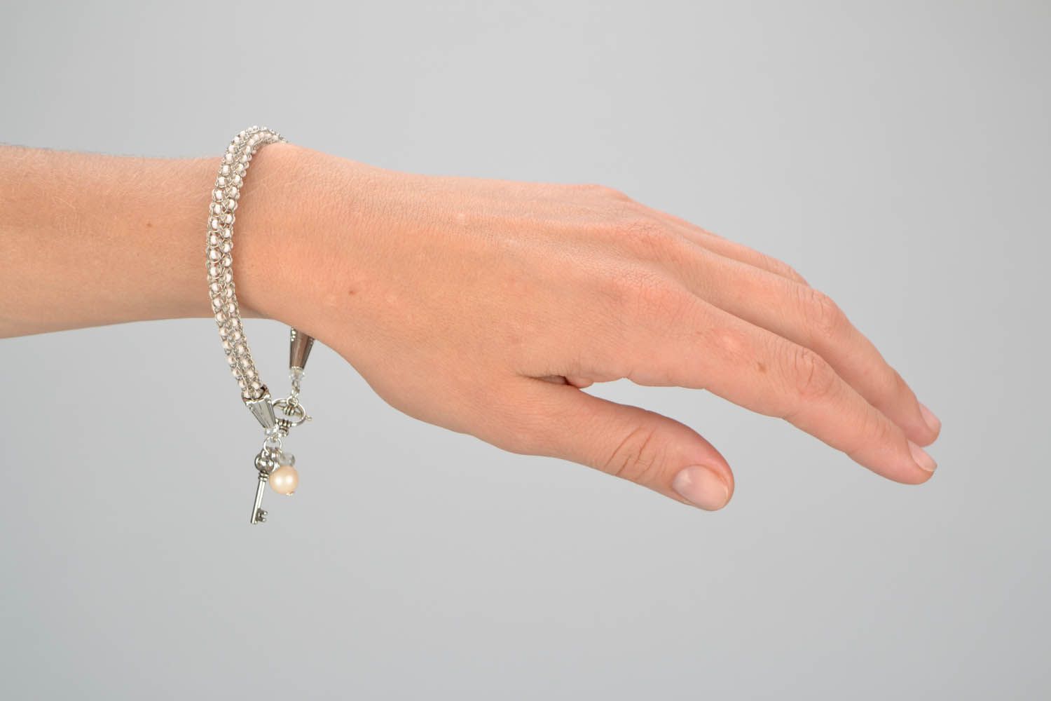Bracelet fait main en perles de rocaille Lait photo 2