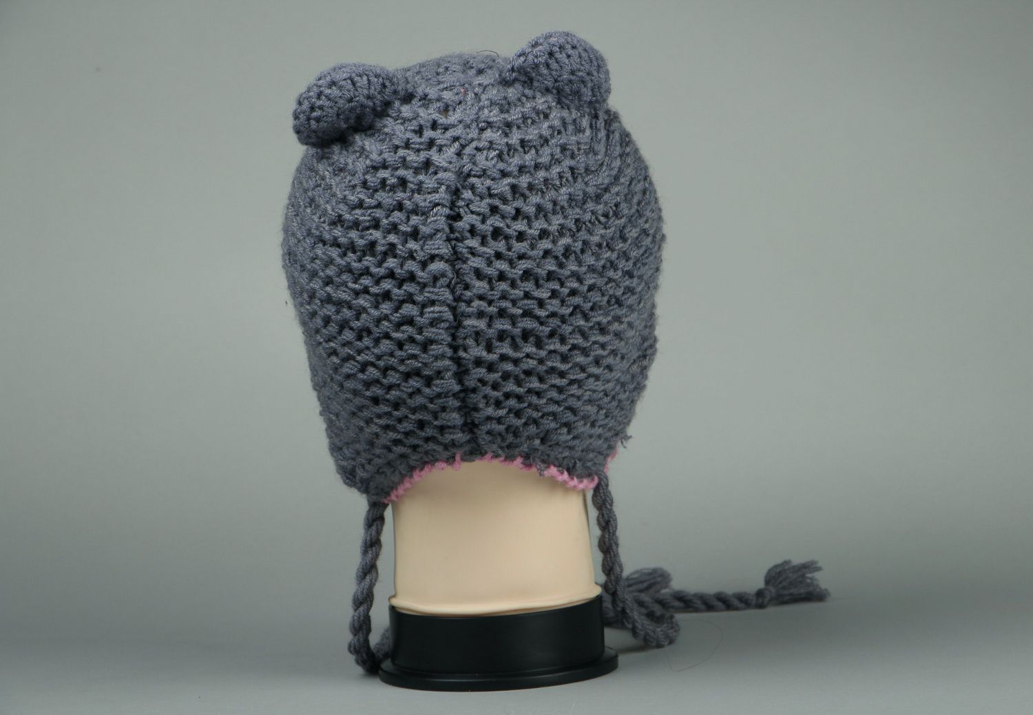 Knitted hat Gray mouse photo 3