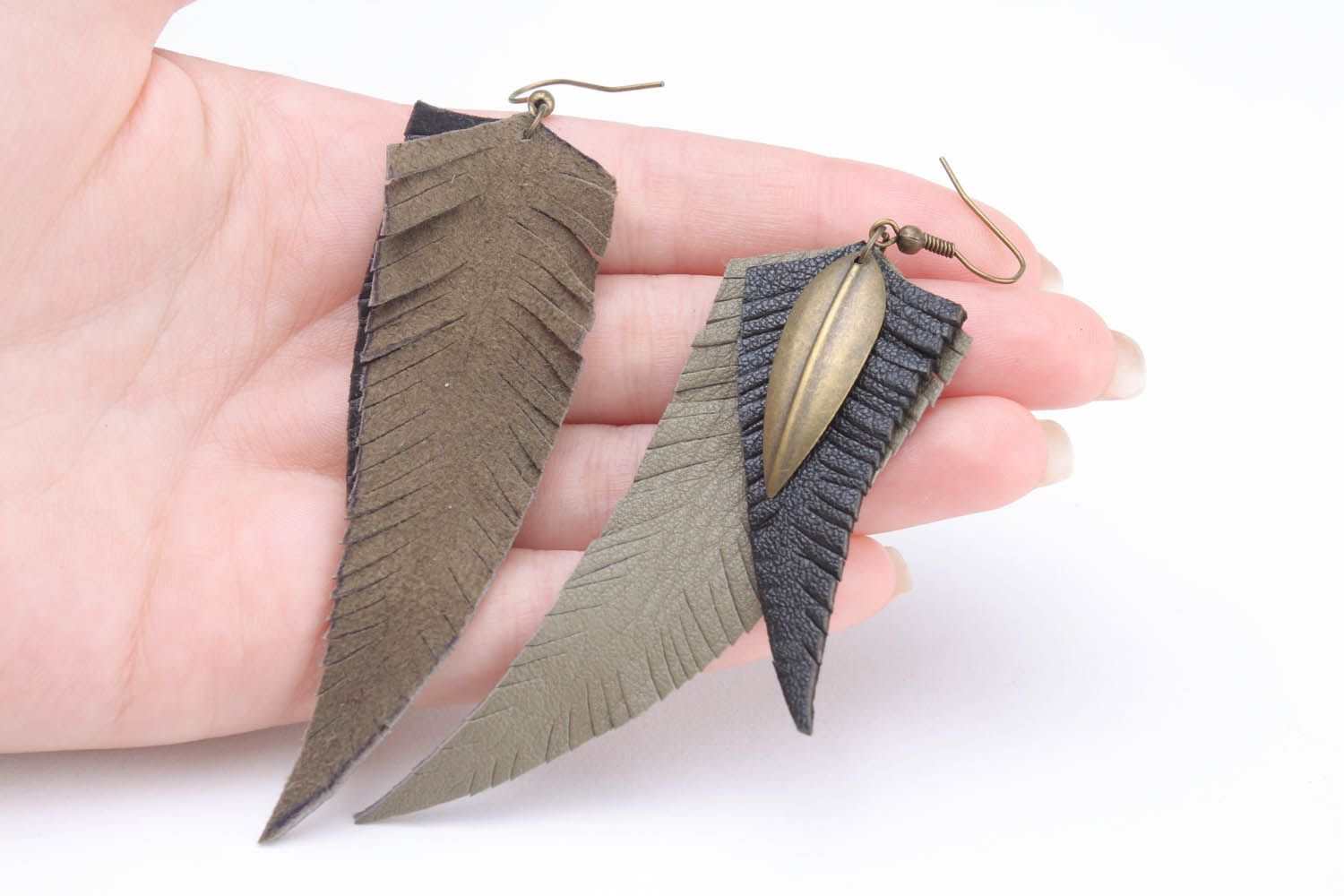 Earrings made of genuine leather photo 2