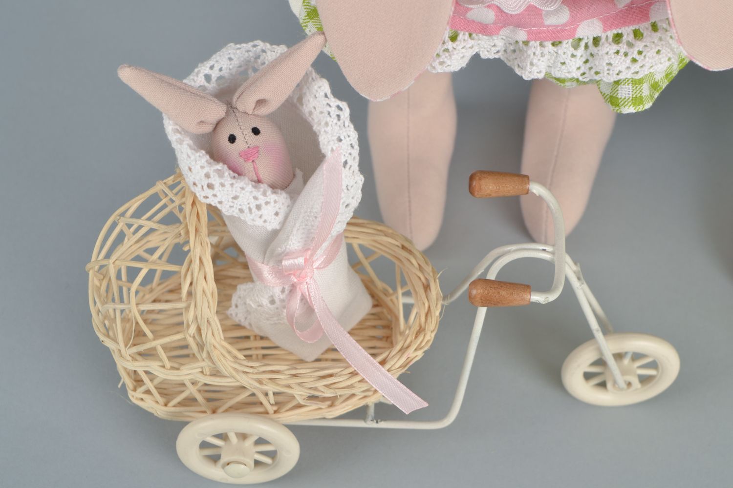 Handmade Stofftiere Hasenfamilie  foto 3