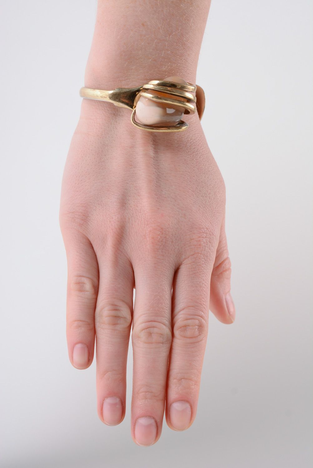 Bracelet en métal fait main original cadeau pour femme avec pierre naturelle photo 3
