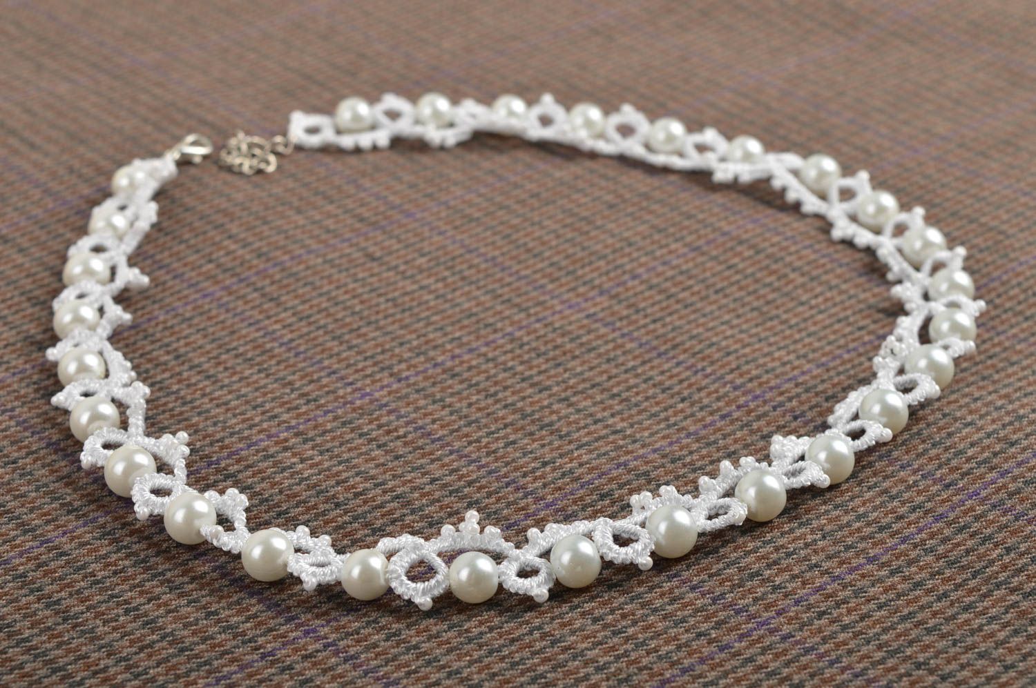 Beautiful handmade beaded necklace woven necklace tatting jewelry designs photo 1