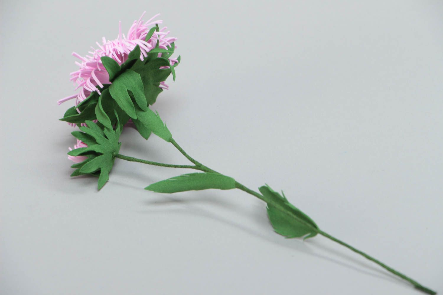 Handmade volume artificial foamiran flower pink aster for interior decoration photo 3