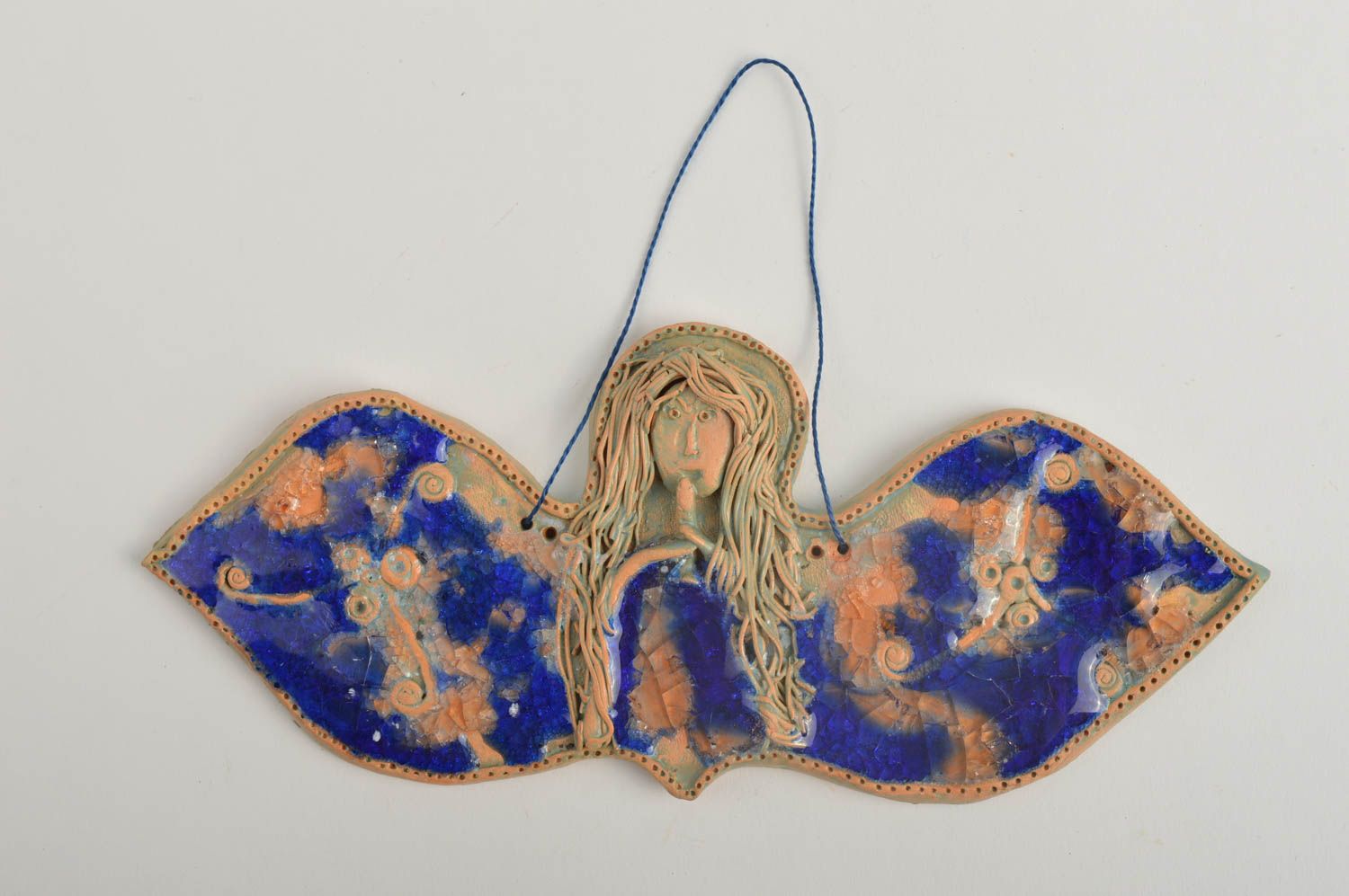Handmade ceramic figurine designer clay hanging stylish angel hanging photo 3