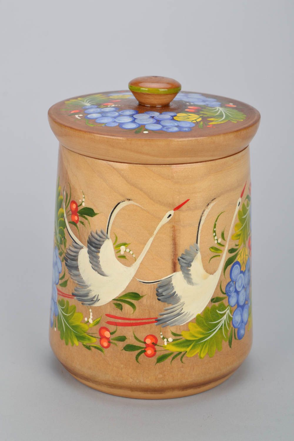 Wooden kitchen container with painting photo 4