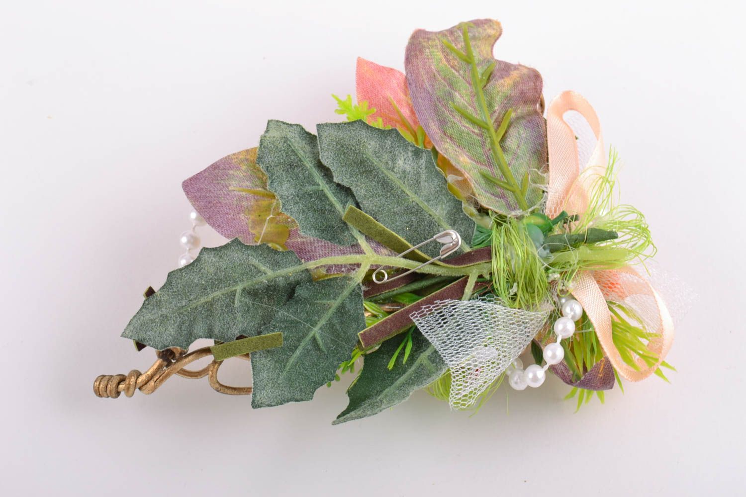 Decorative flowers for creation of handmade accessories blank for barrette and brooch photo 4