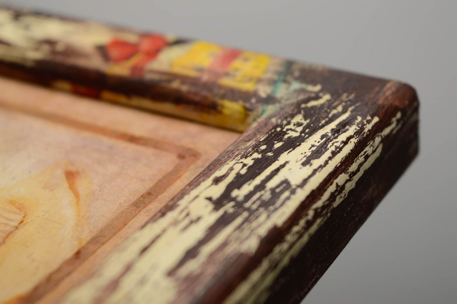 Panel decorativo en técnica de decoupage de madera prensada Bizcocho de chocolate foto 4