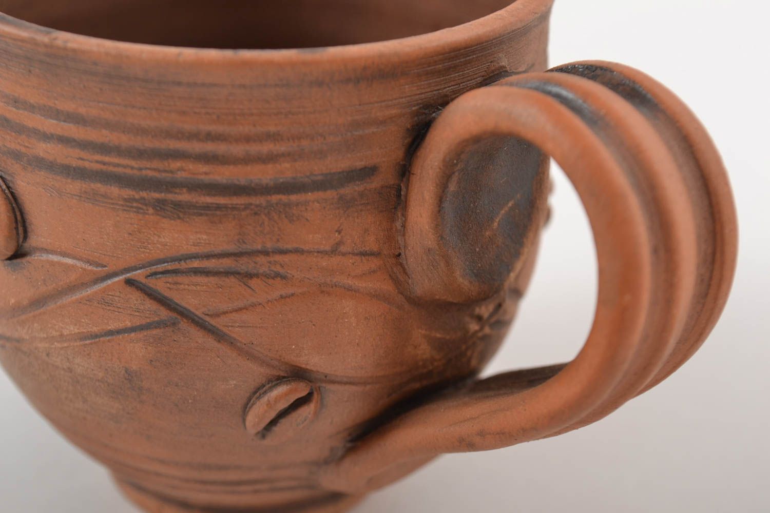 Глиняная чашка ручной работы кофейная чашка посуда из глины оригинальная фото 4
