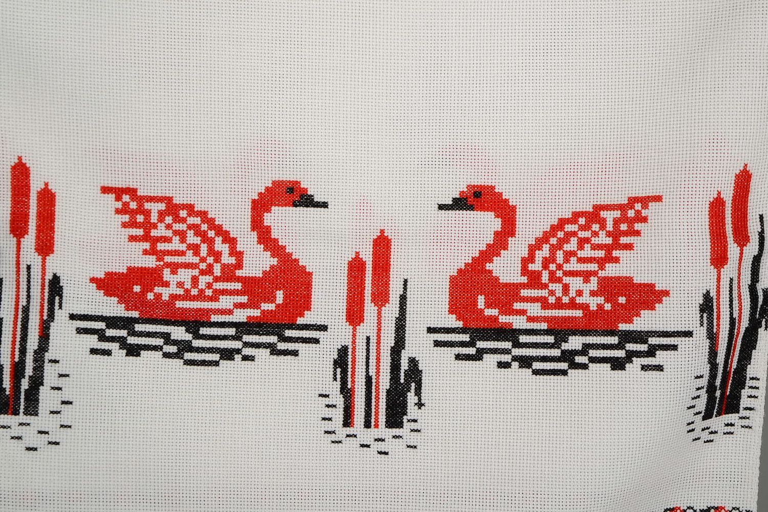 Cross stitched rushnik Swans photo 2