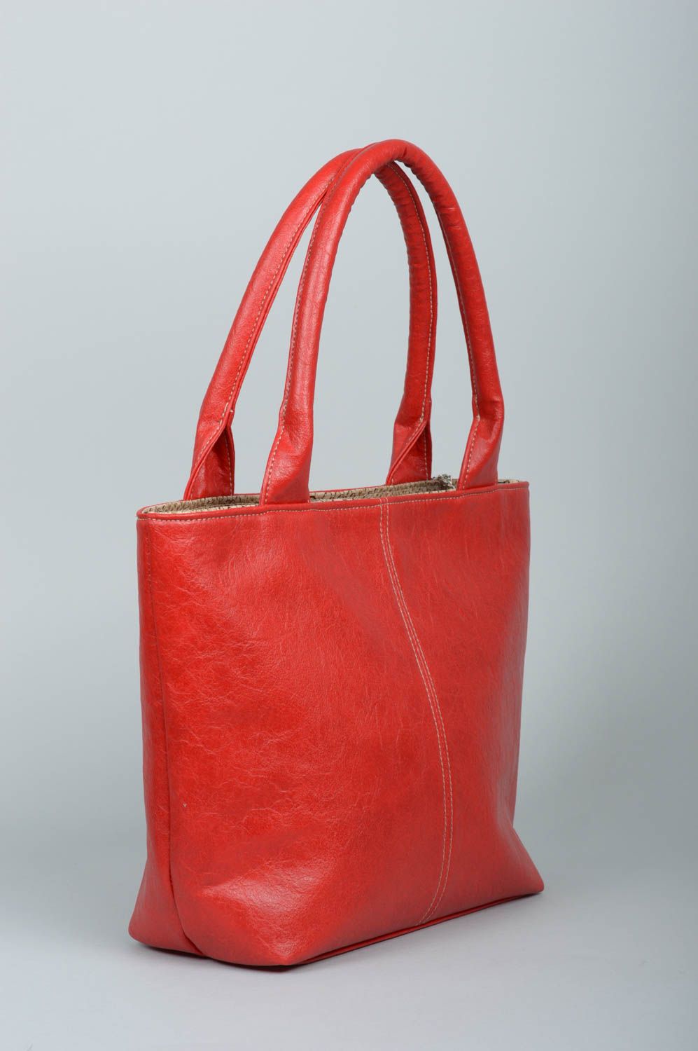 Сумка ручной работы сумка с кошельком сумка из кожзама красная в деловом стиле фото 2